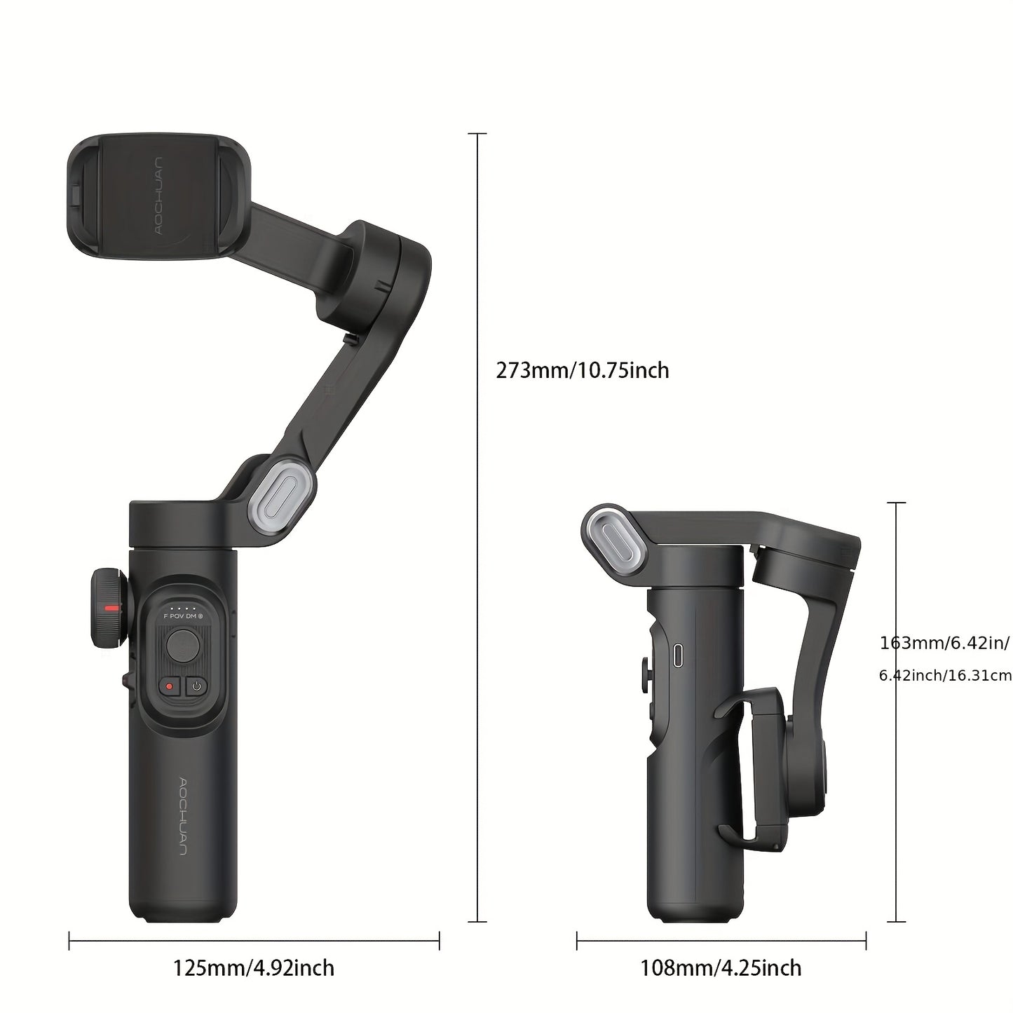 AOCHUAN-XE3-axis Handheld Gimbal Stabilizer Foldable And Rotatable With Optional RGB Fill Light Combination Kit Balanced Gimbal Stabilizer, Providing Stability And Anti-shake Function, Supports Face Tracking, Body Following,