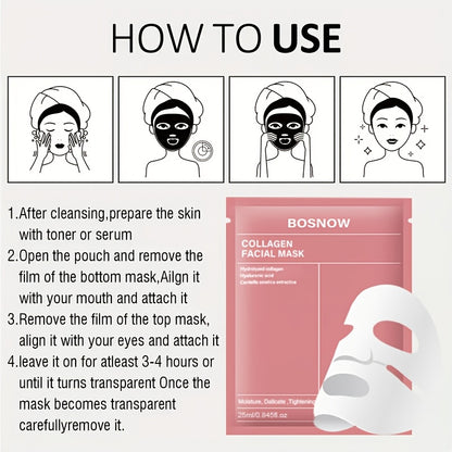 5pcs Instant lifting collagen white mask, moisturizing and moisturizing, keep the Light Beige hydrated and full, firm the Light Beige, make the Light Beige more firm and smooth, make the Light Beige look more beautiful and sh