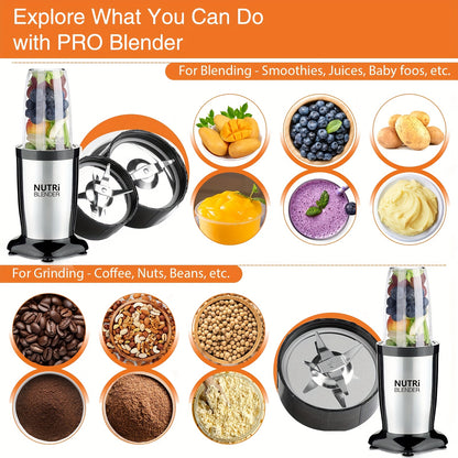 Liquidificador para Smoothies, Batidos e Smoothies, Conjunto de 15 Peças para Cozinha Pessoal com Moedor, Liquidificador Único para Preparar Sumos, Papinhas e Receitas Nutritivas com Escova de Limpeza