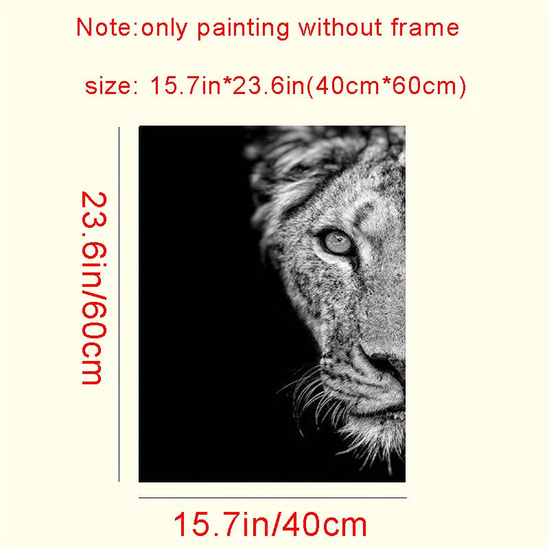 2pcs African Lion Wall Poster - Unframed Canvas Painting for Home Decor - 15.7x23.6in/40cmx60cm - Black and White Design