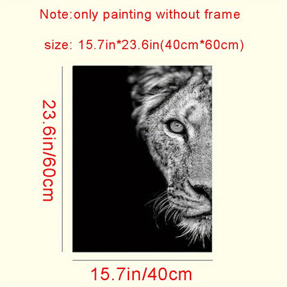 2pcs African Lion Wall Poster - Unframed Canvas Painting for Home Decor - 15.7x23.6in/40cmx60cm - Black and White Design