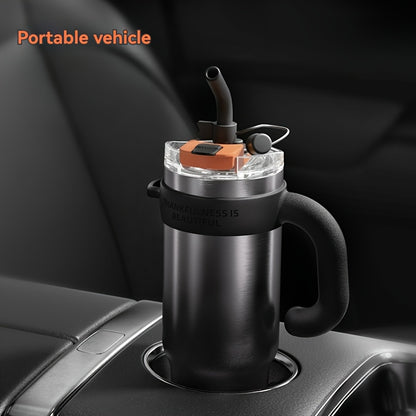 NRMEI 40oz Stainless Steel Water Bottle with Handle - Double Mouth - Leak-Proof - Suitable for Car Cup Holder