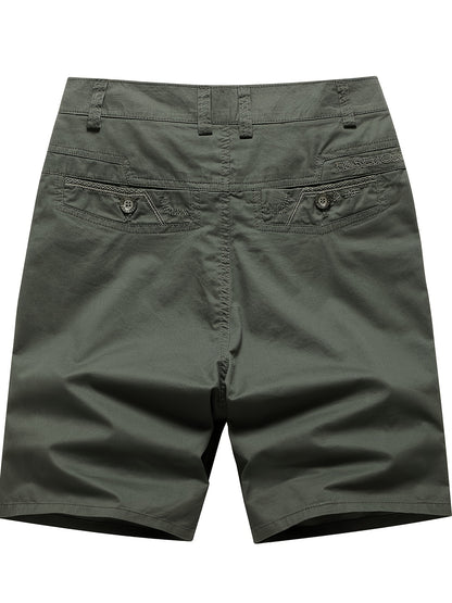 Men'S Cargo Shorts - Olive Green Non-Stretch Work Pants with Multiple Utility Pockets, Straight-Leg Mid-Thigh Length for Everyday & Professional Use - Durable Casual Outdoor Pants for Construction, Hiking, Travel - Non-Stretc