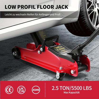 2.5 Ton Hydraulic Floor Jack with Telescopic Handle - Durable Iron Construction, Adjustable Height, Portable for Cars, Trucks, Buses - Ideal for Garage Use, Tire Repair &amp; Emergency Situations, Portable Hydraulic Jack