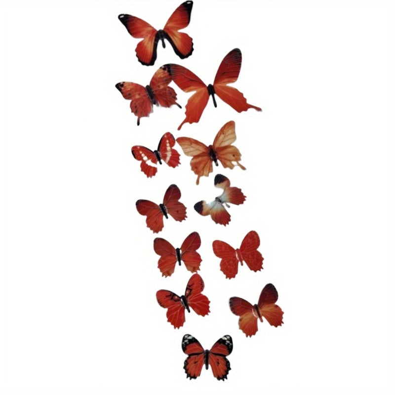 12pcs Luminous Butterfly Wall Decals, Contemporary Style 3D Glow in the Dark Stickers, Reusable High-Glossy Plastic Animal Theme Irregular Shape for Living Room Bedroom Home Decor, Butterfly Decorations