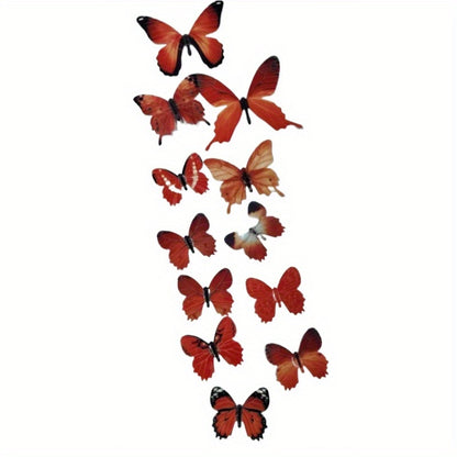 12pcs Luminous Butterfly Wall Decals, Contemporary Style 3D Glow in the Dark Stickers, Reusable High-Glossy Plastic Animal Theme Irregular Shape for Living Room Bedroom Home Decor, Butterfly Decorations