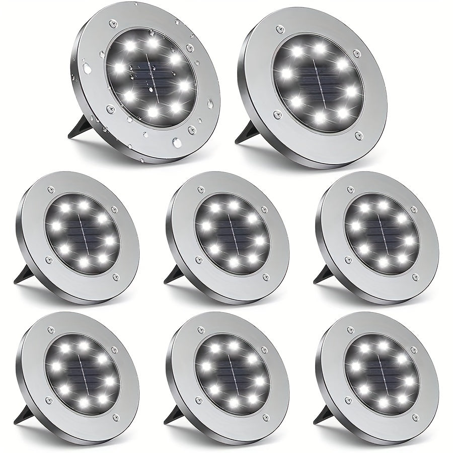 4/8/12/16pcs Solar Buried Light, IP65 Outdoor Landscape Lights, Solar Disc Lights, Garden Pathway Lighting, Solar Floor Lamps, 8pcs LED Solar Ground Lights for Roads, Courtyards, Walkways, Patios, Lawns