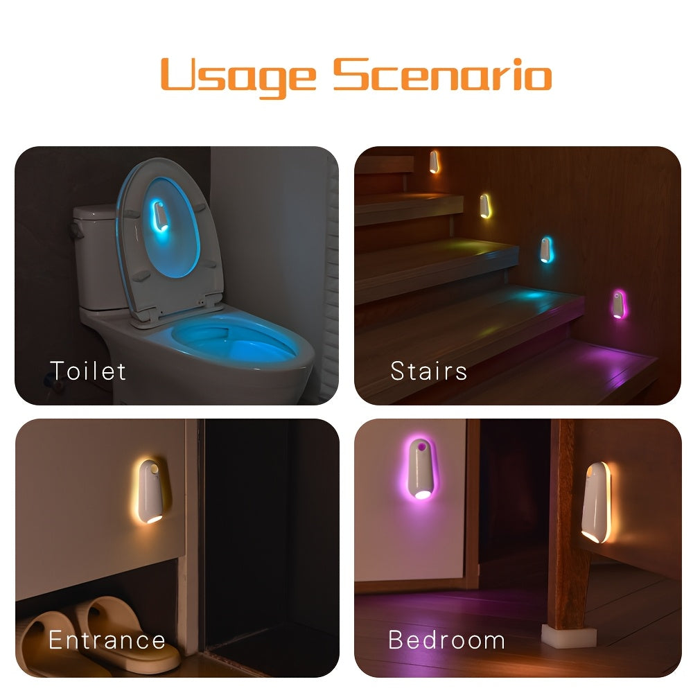 ABS motion-sensing floor edge light (7 colors), toilet light, mushroom-inspired glow & snap-fit setup. Nighttime step-activated lighting for stairs/toilet/bedroom artistic ambiance enhancer and festive present.
