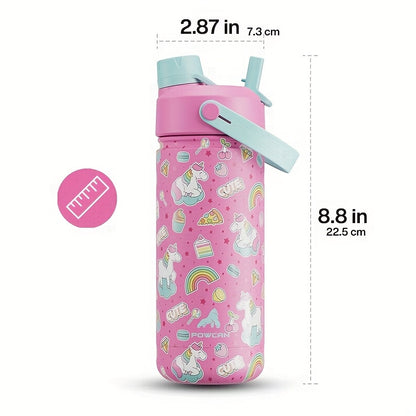18oz POWCAN Unicorn & Rainbow Design Insulated Water Bottle - Non-Slip, Stainless Steel, Perfect for Valentine'S Day, Easter, Mother'S Day, Independence Day, Valentine'S Day Gift|Playful Design|Durable Build, Unicorn Accessor