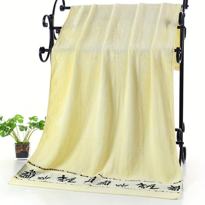 Self Bamboo Fiber Bath Towel 3pcs / 3pcs Bamboo Embroidered Bath Towel Set, Absorbent & Quick-drying Showering Towel, Super Soft & Light Beige-friendly Bathing Towel, for Home Bathroom, Ideal Bathroom Supplies 70*140cm/27.5*5