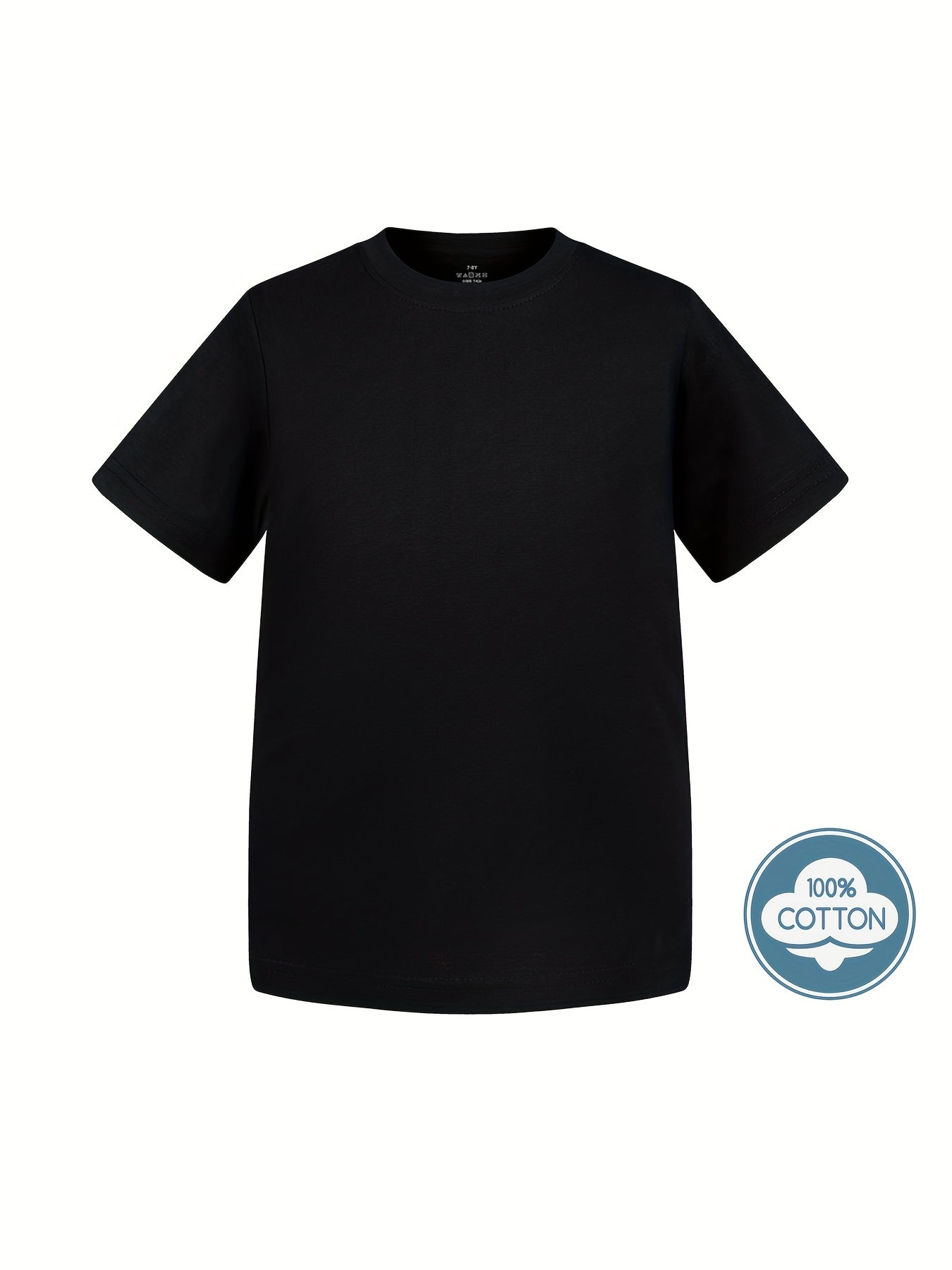 T-shirt infantil de cor sólida, blusa casual de manga curta, t-shirt infantil para o verão.