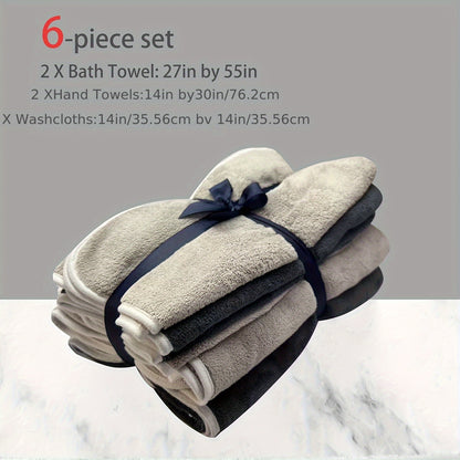 DIAOJIA 6pcs Ultra-Soft Microfiber Towel Set - Quick Dry, Super Absorbent & Lightweight - Includes Bath (68.58x139.7cm), Hand (33.02x76.2cm) & Washcloths (34.8x34.8cm) - Perfect for Home, Gym, Travel
