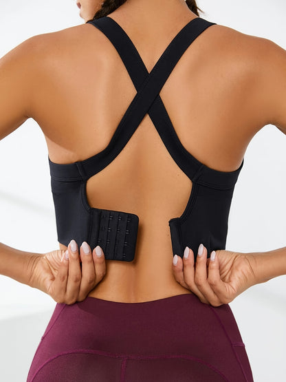 Solid Color Sports Running Bra, Seamless Fitness Top, Women's Activewear ( No Padded)