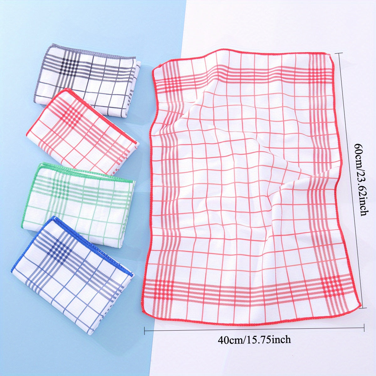 5/10pcs Absorbent and Fluff-Free Dish Cloths, Large 40*60cm Suitable for Quick Cleaning, Suitable for Coffee Machines, 4 Colors Kitchen Tea Towels, Grid and Square Kitchen Towels, Kitchen and Restaurant, Kitchen Supplies, Gif