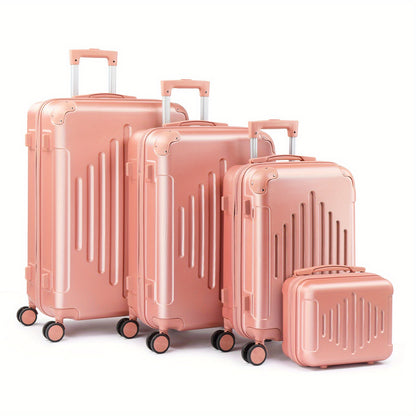 4pcs Luggage with Corner Protectors, 12/ 20/ 24/ 28-Inch, Durable Hard Shell, 360 Spinner Wheels, Multifunctional Large Capacity, Lightweight Travel Suitcase
