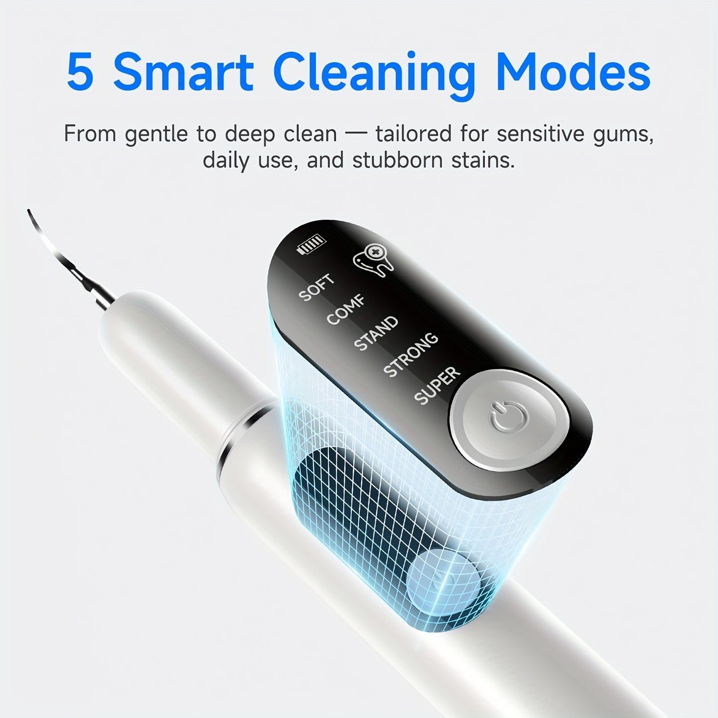 Electric Toothbrush with LED Light, 2 Replacement Heads, 5 Adjustable Modes - Quick, Convenient and Efficient Oral Hygiene Solution, Metal Accessories Included, Daily Oral Care, Oral Hygiene Essentials | Modern Toothbrush