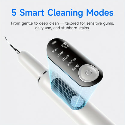 Electric Toothbrush with LED Light, 2 Replacement Heads, 5 Adjustable Modes - Quick, Convenient and Efficient Oral Hygiene Solution, Metal Accessories Included, Daily Oral Care, Oral Hygiene Essentials | Modern Toothbrush