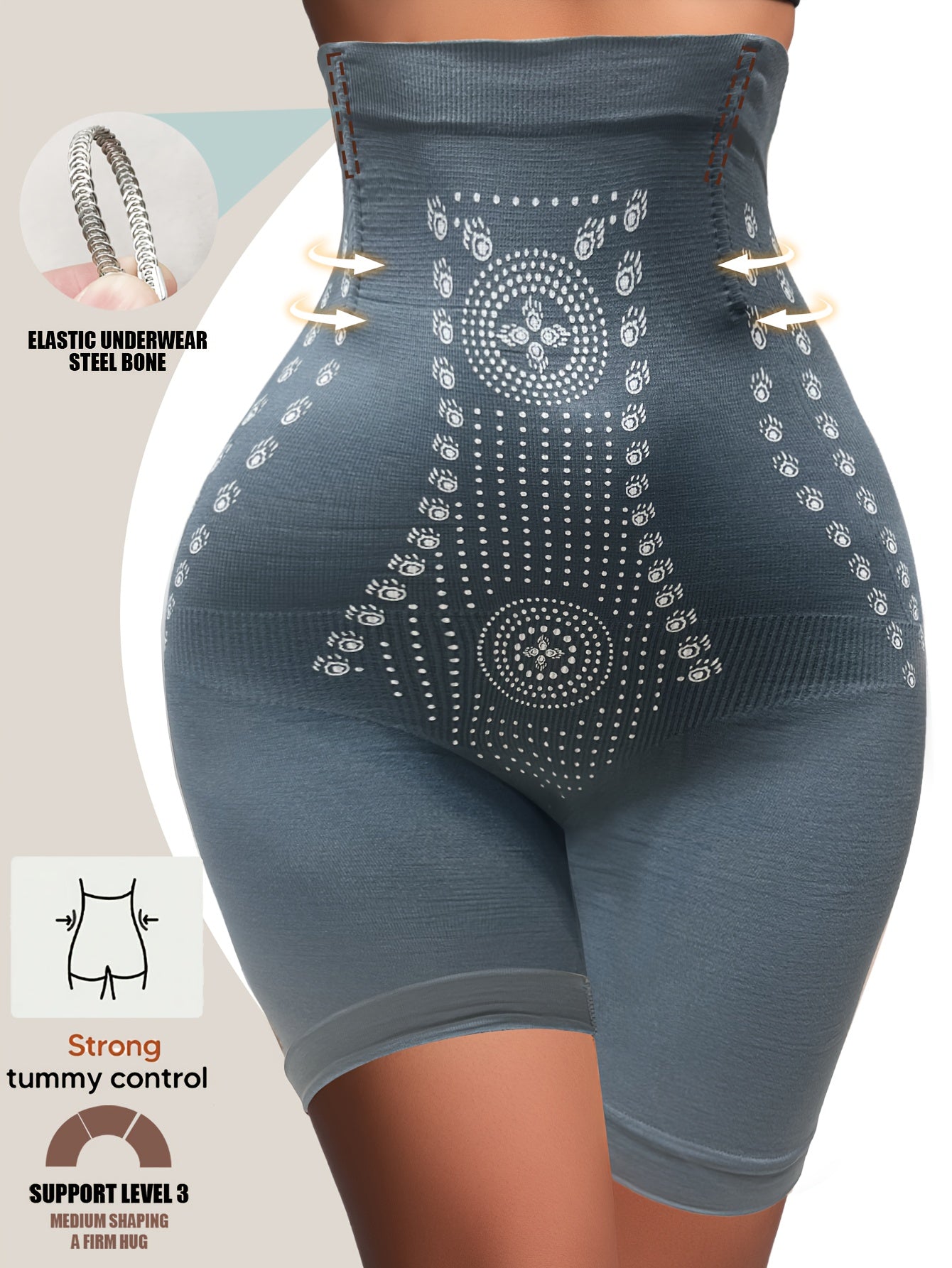 1pc Women's High-Waist Shapewear Waist Trainer Panty - Posture-Correcting Tummy Control Leg Opening, Butt Lift & Abdomen - Multi-Size Options (S-XXL) - Non- Body Shaping Underwear with High & Smooth Texture - Felt Belly Contr