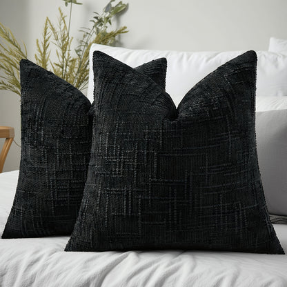 2pcs, Chenille Throw Pillow Covers Set of 2 Thick Textured Slubby Couch Pillow Covers Farmhouse Accent Modern Neutral Decorative Pillow Cases for Bed Sofa, Living Room, Machine Washable