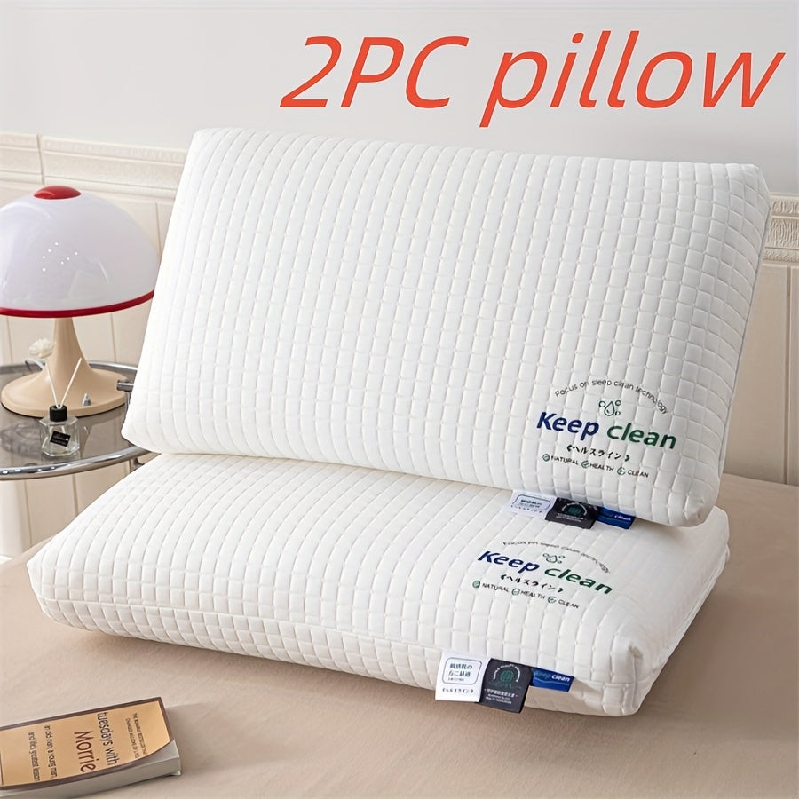 2 Ergonomic Luxury Neck Pillows - Adjustable Cervical Support, Breathing Fabric & Machine Washability for All Sleepers (Side/Back), Hotel-Quality Comfort in Elegant Textured White with Zipper Cover