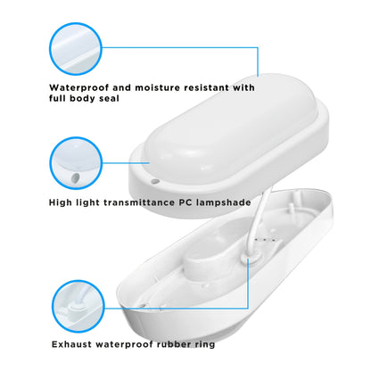 2-Pack LED Moisture-Proof Ceiling Lights, 12W/18W, 1080/1710 Lumens, 4000K, Semi-Flush Mount, Plastic, Powder Coated Finish, Hard-Wired, 220-240V, for Basement, Hallway, Balcony, Staircase - Modern Style, No Accessories Included