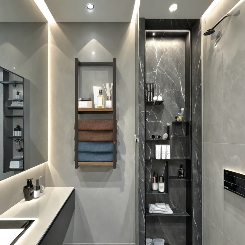 2-Layer Iron Wall-Mounted Towel Rack, French Country Style Bathroom Storage Rack, No Electricity Required, Durable Iron Material