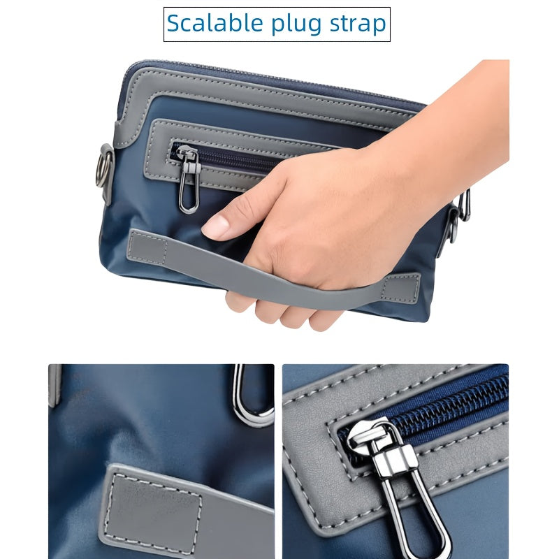 Men'S Premium Oxford Fabric Crossbody Bag with Adjustable Strap - Multi-Compartment Casual Shoulder Bag for Everyday Commute & Outings, Royal Blue with Orange Accents - Ideal Gift for Boyfriend & Family, Crossbody Purse, Vers