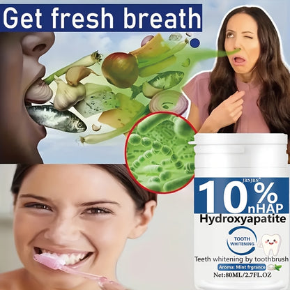 10% Hydroxyapatite Whitening Tooth Powder - Deep Cleansing & Fresh Breath, Strengthens Dental Care, Ideal for Daily Use & Travel, Oral Health & Hygiene Gift for Women & Men, Tooth Cleaning Essentials, Sleek Packaging, Oral Ca