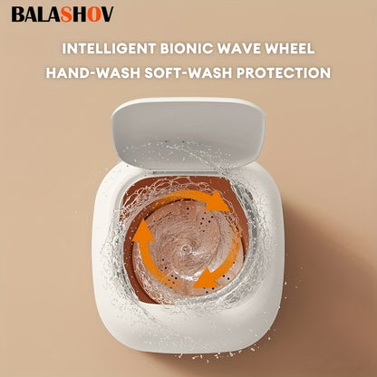 BALASHOV EU Plug Fully Automatic Small Washing Machine, for Underwear, Baby Clothes, Small Items, Compact Small Laundry Portable Washing Machine for Apartments, Camping, Travel IPX4