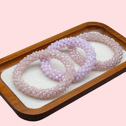 Esbbela 3pcs Bracelet Set Holiday Gift Beaded Artificial Crystal Stackable Strap Set with Elasticity Suitable for Women Men 16.51-20.32cm Daily Vacation