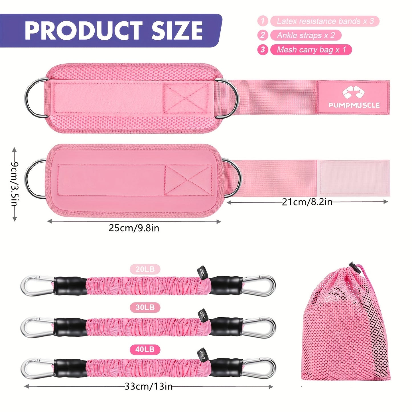 Ankle Resistance Bands with Cuffs, Ankle Bands for Working Out, Ankle Resistance Band, Glutes Workout Equipment, Butt Exercise Fitness Equipment for Women and Booty - Perfect for Home Gym Workout