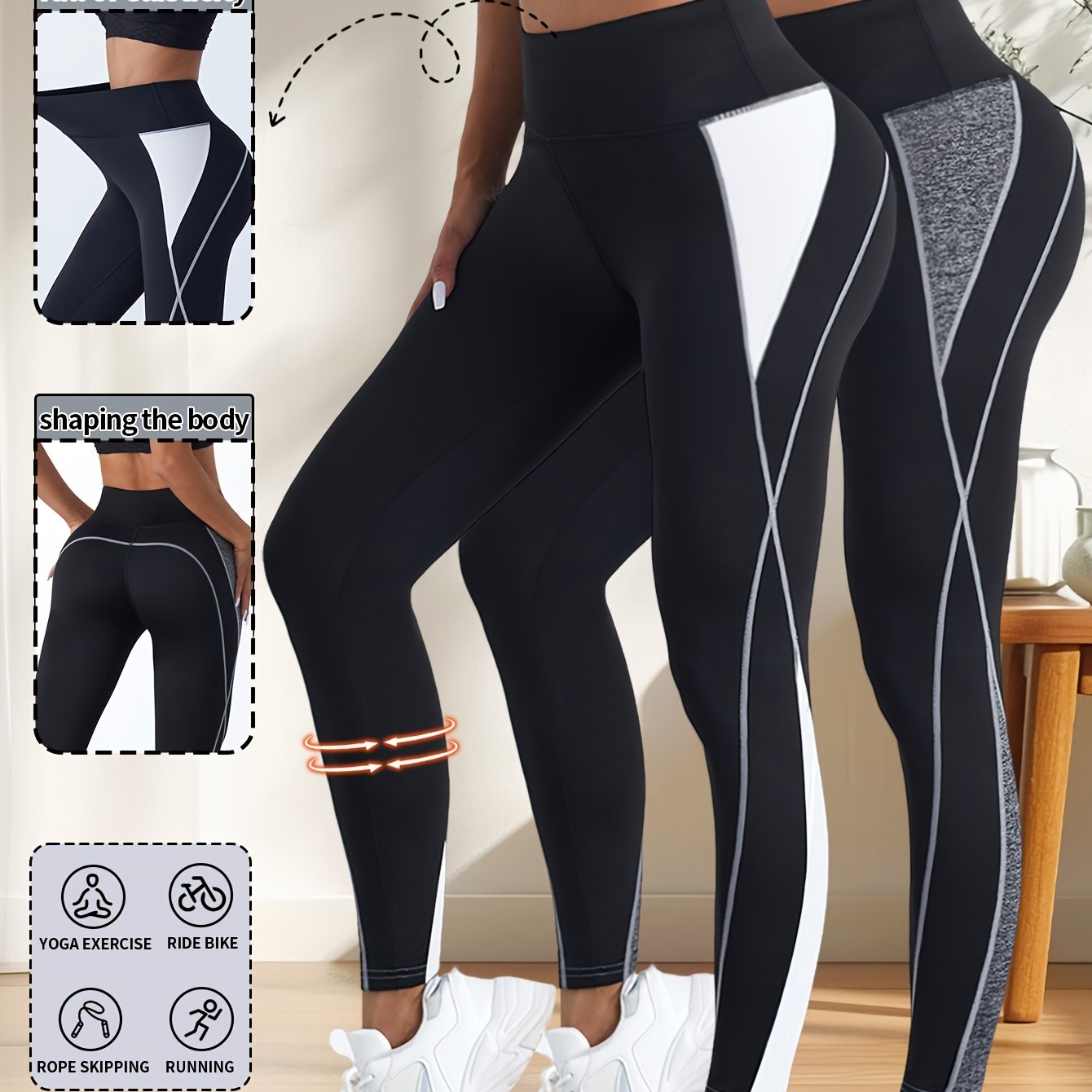 Hot: 2pcs New Women's Fashion Yoga Pants, Elastic Fitness Outdoor Leggings, Tummy Control Butt Lifting Tight Pants, Comfortable Breathable Sweat-Absorbing Shaping Long Pants