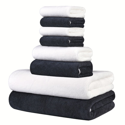 8-Pack Super Soft Coral Bath Towel Set, 2 Bath Towels 68.58 x 139.7 cm, 2 Hand Towels 34.8 x 76.2 cm, 4 Square Towels 34.8 x 34.8 cm, Quick Drying, Quick Absorbent and Lightweight, Outdoor Fitness, Camping Towels Bathroom Tow