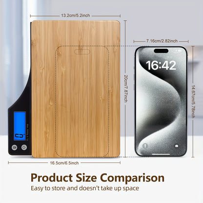 1pc, Kitchen Scale, Food Scale, Digital Food Scale, Portable High Accuracy Bamboo Panel Kitchen Electric Scale For Cooking Baking Weighing Food, Scales For Kitchen, Baking Scale, Kitchen Accessaries, Baking Tools Kitchen Acce