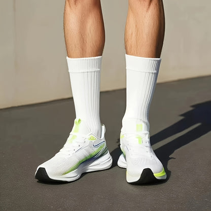 Men's Trendy Woven Knit Breathable Running Shoes, Comfy Non Slip Lace Up Soft Sole Sneakers for Men's Outdoor Activities