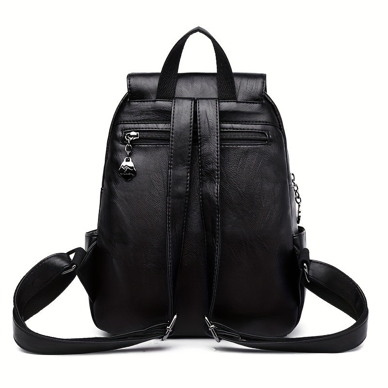 1pc Stylish Soft Women’s Backpack - Large Capacity, Lightweight with Adjustable Straps, Black, Perfect for Daily Commute & Student Use, Travel Backpack