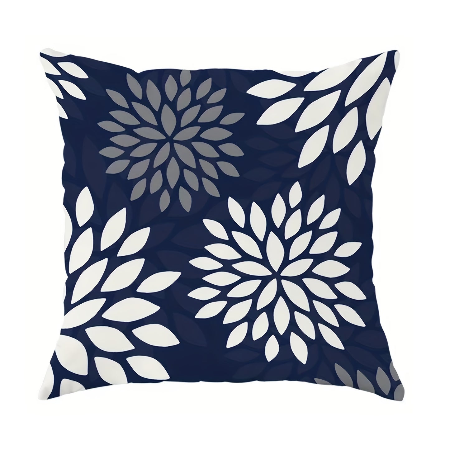 4pcs Modern Geometric & Floral Print Velvet Pillow Covers - Soft Blue & White, Zipper Closure, Machine Washable Polyester, Perfect for Living Room & Bedroom Decor - Includes 2 Large, 1 Medium, 1 Small, Decorative Pillows (No