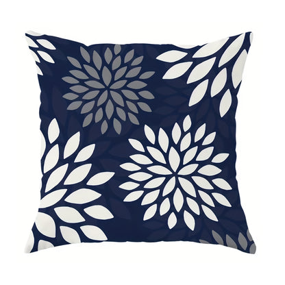 4pcs Modern Geometric & Floral Print Velvet Pillow Covers - Soft Blue & White, Zipper Closure, Machine Washable Polyester, Perfect for Living Room & Bedroom Decor - Includes 2 Large, 1 Medium, 1 Small, Decorative Pillows (No
