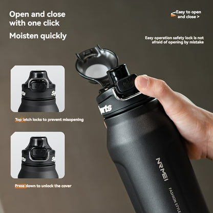 NRMEI Insulated Stainless Steel Water Bottle with Straw, Quick-Open Flip-Top Lid, BPA-Free 304 Stainless Steel & 316 Stainless Steel, Leak-Proof for Sports, Travel, School - Valentine'S Day, Easter, Women'S Day Gift