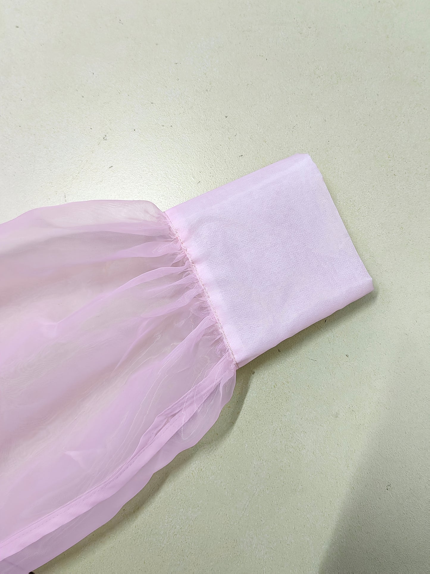 Elegant Plus Size Women'S Blouse with Sexy Bow Collar, Bubble Sleeves, and Pearl Accents - Chic Solid Color Non-Stretch Fabric for All Seasons, Plus Size Blouses