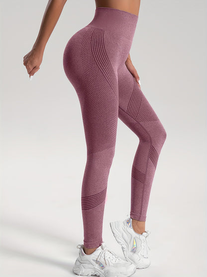 Seamless Knit Tight High Stretch Long Pants, Sports Yoga Fitness Running Trousers, Women's Leggings