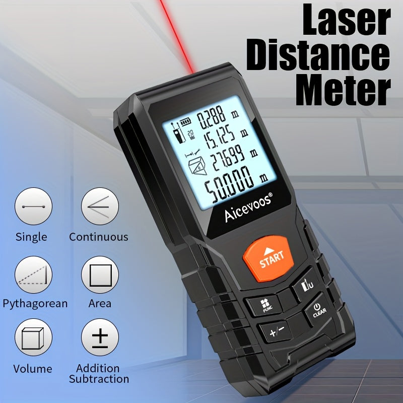 AICEVOOS High Precision Digital Laser Distance Meter, 50-120m Range, Battery-Powered, Rubber Casing, Electronic Measuring Tape for Industrial Measurement, Measurement Tool|Digital Distance Meter|Rubber Casing Tape