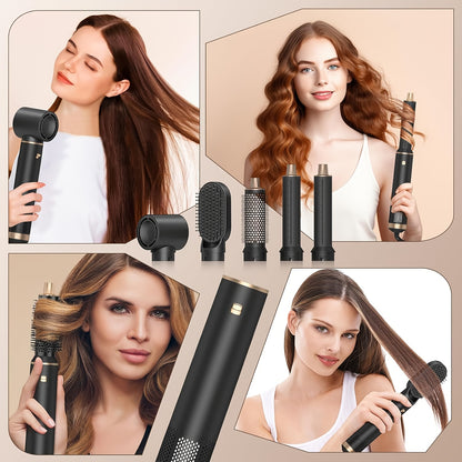 5in 1 Hair Styler Hot Air Brush Detachable Hair Hot Brush Air Curler Air Curling Wrap Styler Upgrade Hot Air Brush Curling Iron Brush Hair Styling Tools for Curling Straightening, Hair Straightening Tool, Salon Styling Tool,