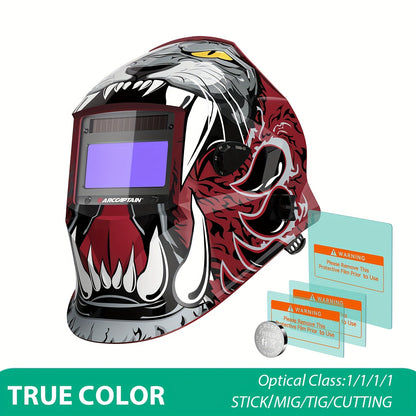 ARCCAPTAIN Auto-Darkening Welding Helmet with -Free Large View Welding Hood Mask, True Color Vision & Shade 1-4 Adjustment, CE, Compatible with Welding Machines (Professional Welder's Mask)