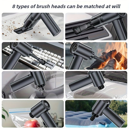 High-power Wireless Handheld Vacuum Cleaner with 2-in-1 Blower & Vacuum Function, HEPA Filter, USB Rechargeable. Portable air duster for sofas, seats & home cleaning. Stylish design with durable build, combining convenience a