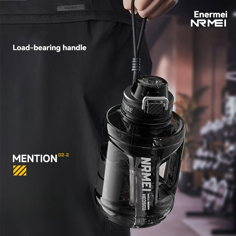 NRMEI 64oz Water Bottle with Time Marker - BPA-Free Half Gallon Hydration Flask, Large Sports Water Bottle with Straw and Lid, Handle, Suitable for Camping & Gym