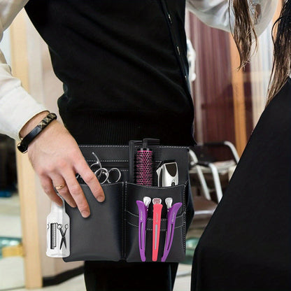 Bolsa profissional para tesouras de cabeleireiro com cinto de cintura - Estojo de armazenamento durável em pele PU para ferramentas e acessórios de salão de cabeleireiro.