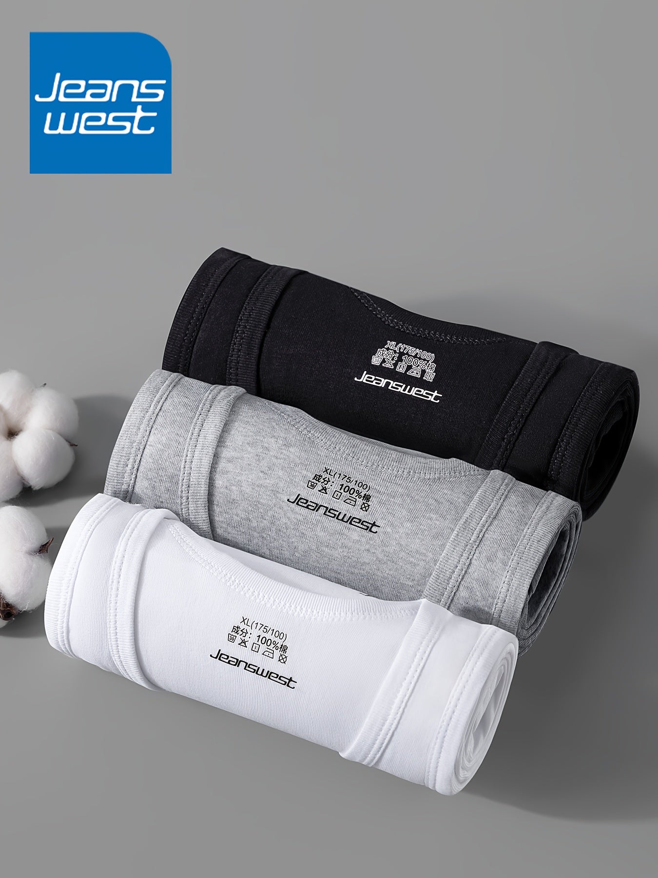 Conjunto de 3 Regatas para Homem JEANSWEST, 100% Algodão, Estilo Simples, Cor Sólida, Corte Slim.