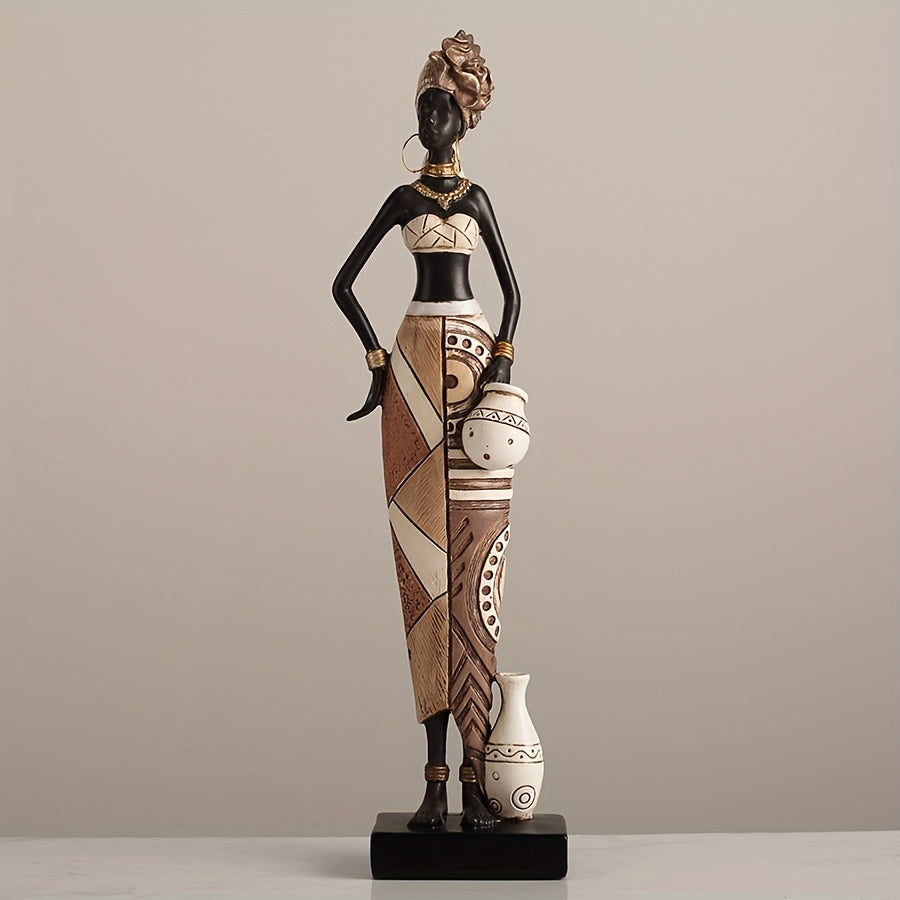 African Tribal Resin Figurines Hand-Painted Geometric Patterns 5 Styles