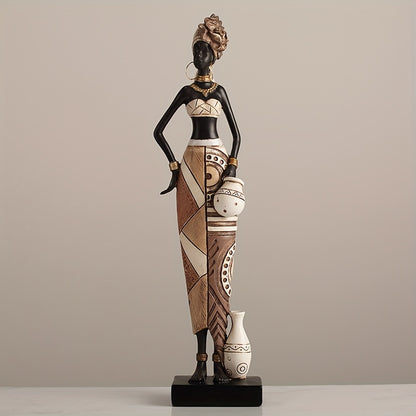 African Tribal Resin Figurines Hand-Painted Geometric Patterns 5 Styles
